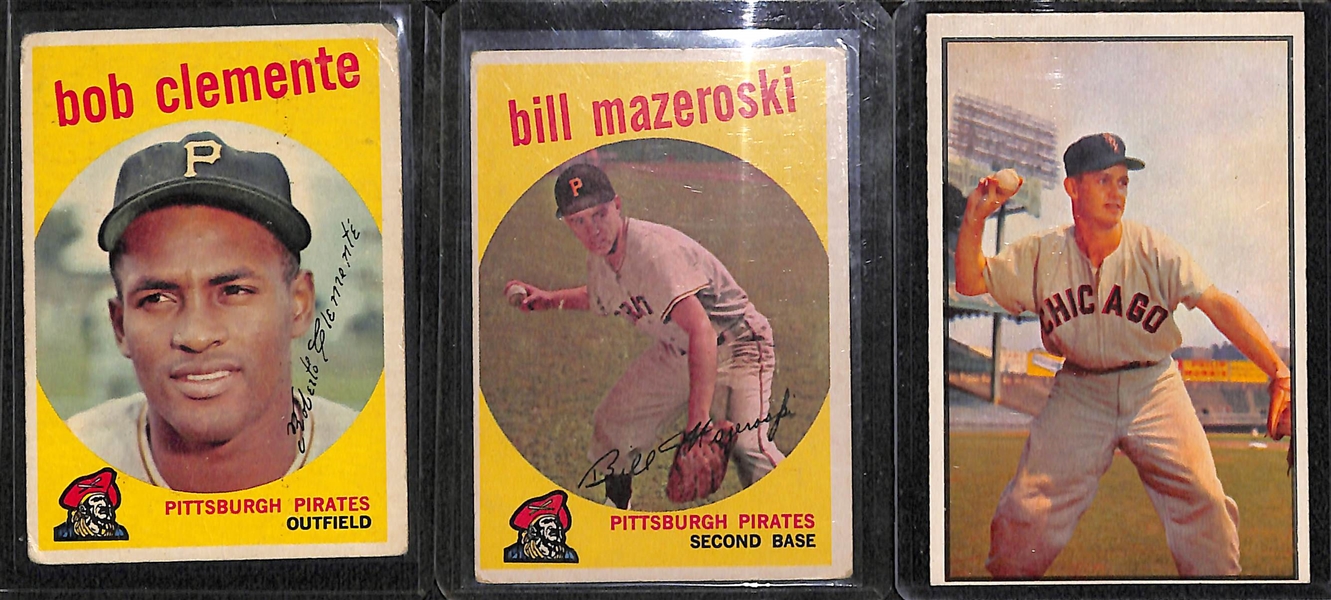 Vintage Baseball Card Lot of (22) 1953 Bowman, (81) 1954 Bowman, & (18) 1959 Topps Cards w. 1959 Topps Clemente