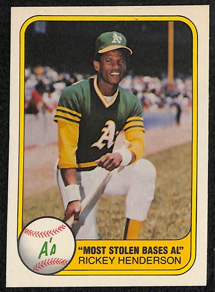 Lot of (5) Rickey Henderson Cards Featuring (3) 1980 Topps Rookie Cards