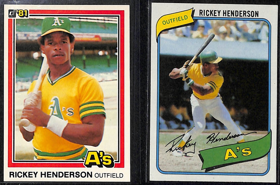 Lot of (5) Rickey Henderson Cards Featuring (3) 1980 Topps Rookie Cards