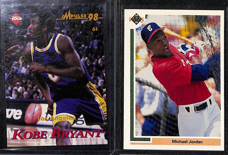 Lot of (7) 1990s Sports Cards  Featuring David Ortiz Autograph, Kobe Bryant, and Michael Jordan
