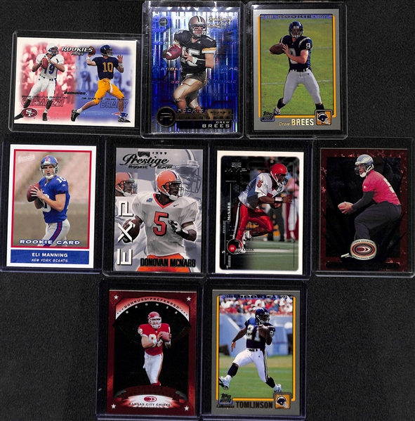 Lot of (9) 1997-2004 Mostly Rookie Quarterbacks Including Tom Brady, Drew Brees, Eli Manning, McNabb