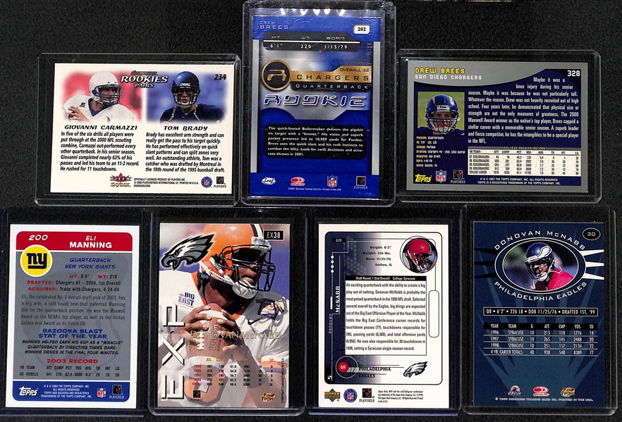 Lot of (9) 1997-2004 Mostly Rookie Quarterbacks Including Tom Brady, Drew Brees, Eli Manning, McNabb