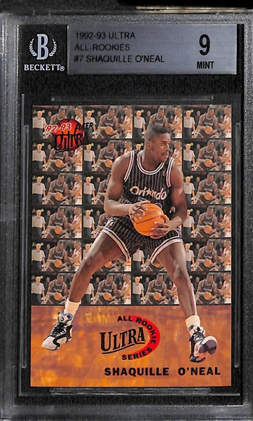 Lot of (3) Shaquille O'Neal Graded Mint Rookie Cards Featuring Topps Gold PSA 9