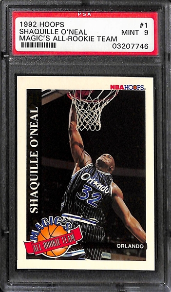 Lot of (3) Shaquille O'Neal Graded Mint Rookie Cards Featuring Topps Gold PSA 9