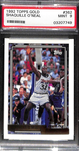 Lot of (3) Shaquille O'Neal Graded Mint Rookie Cards Featuring Topps Gold PSA 9