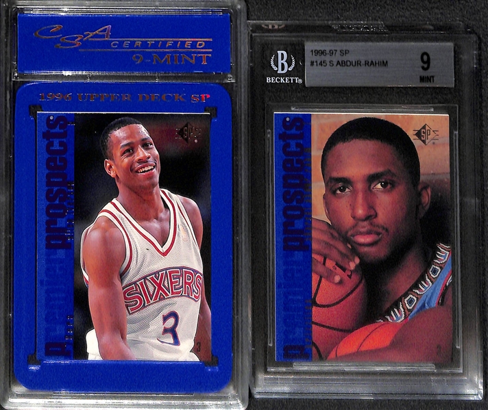 Lot of (5) Graded PSA and BGS Mint Basketball Star Inserts and Rookies Featuring Allen Iverson and Scottie Pippen