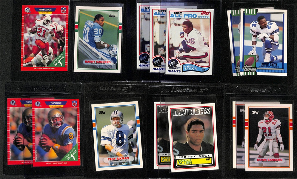 (14) Football Legends Rookie Cards Including Barry Sanders, Lawrence Taylor, Emmitt Smith 