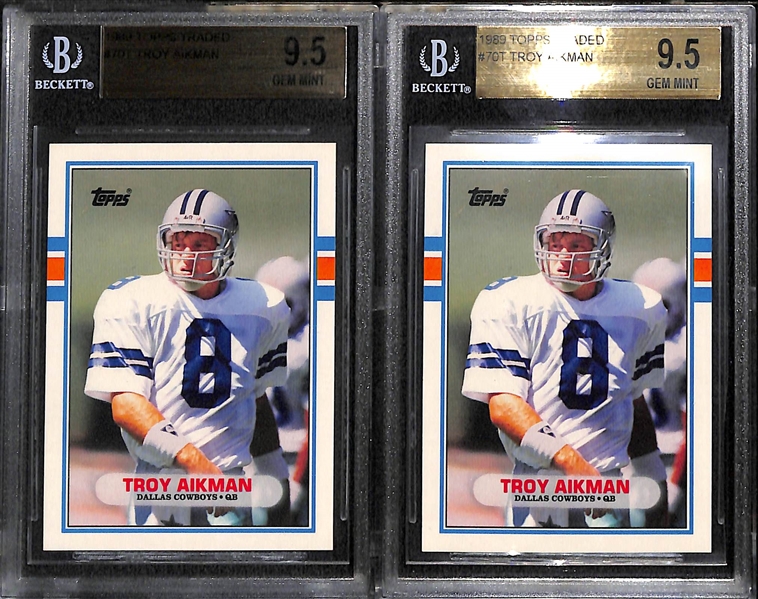 (5) Football Stars Rookies and Inserts Graded Lot Inc. Aikman Rookies, Barry Sanders, John Elway