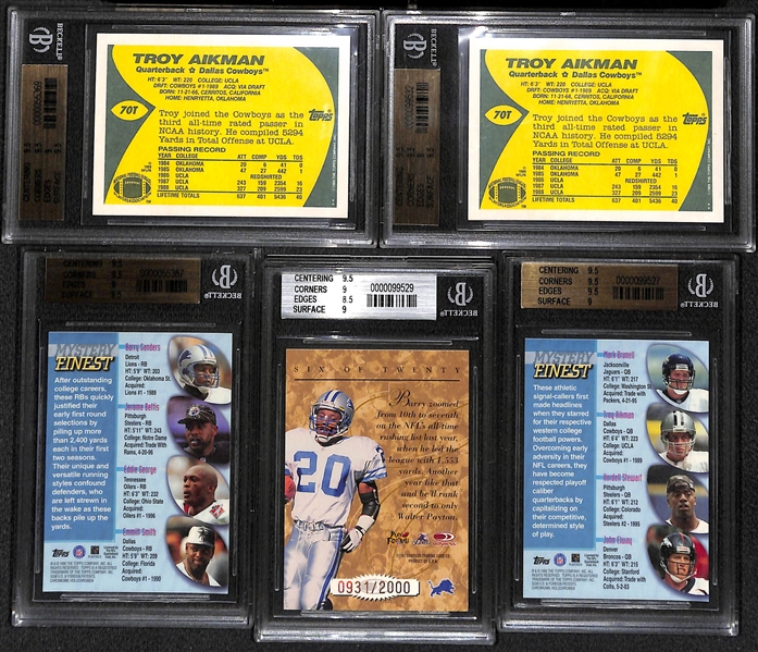 (5) Football Stars Rookies and Inserts Graded Lot Inc. Aikman Rookies, Barry Sanders, John Elway