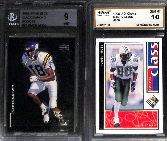 (5) 1998 Graded Peyton Manning and Randy Moss Rookies