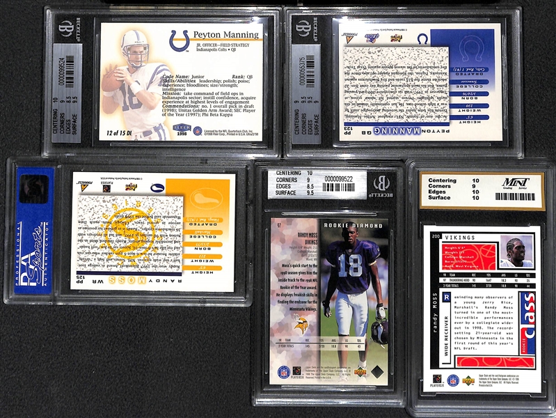 (5) 1998 Graded Peyton Manning and Randy Moss Rookies
