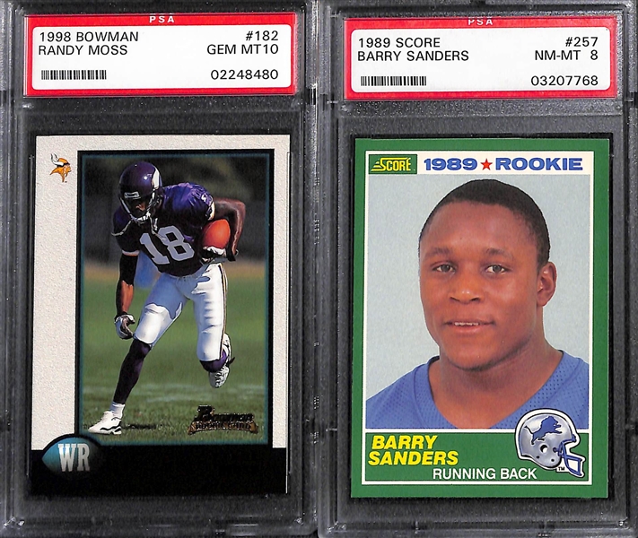 (10) Graded Football Rookies Inc. Randy Moss, Barry Sanders, Aikman, Terrell Davis, McNair