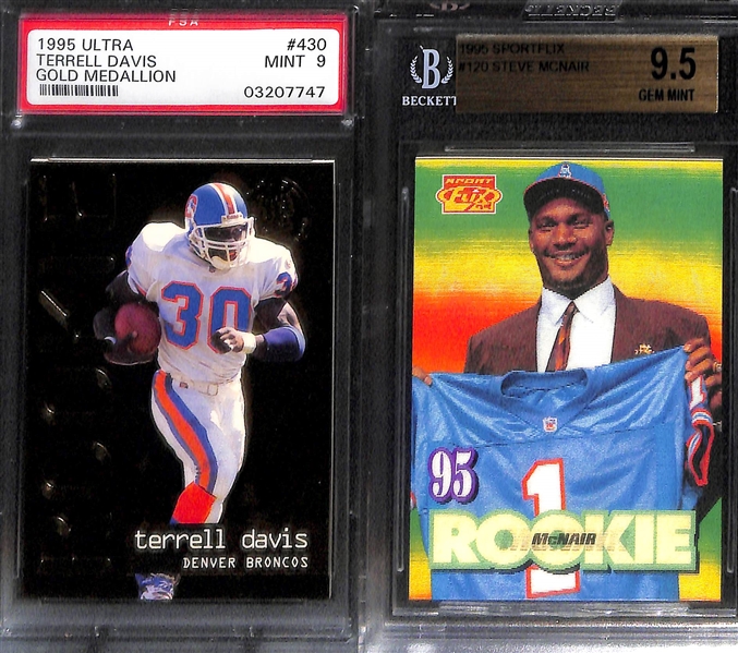 (10) Graded Football Rookies Inc. Randy Moss, Barry Sanders, Aikman, Terrell Davis, McNair