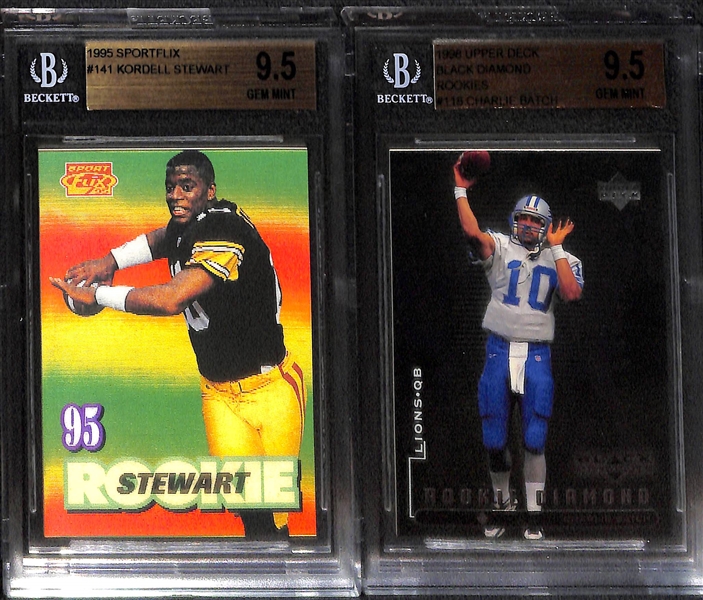 (10) Graded Football Rookies Inc. Randy Moss, Barry Sanders, Aikman, Terrell Davis, McNair