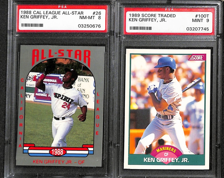 Lot of (10) Graded Ken Griffey Jr. Rookies 
