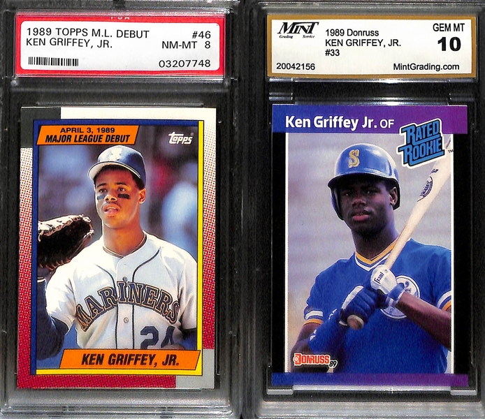 Lot of (10) Graded Ken Griffey Jr. Rookies 