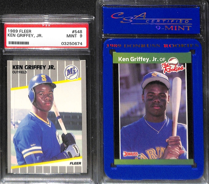 Lot of (10) Graded Ken Griffey Jr. Rookies 