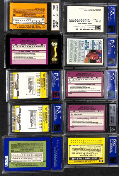 Lot of (10) Graded Ken Griffey Jr. Rookies 