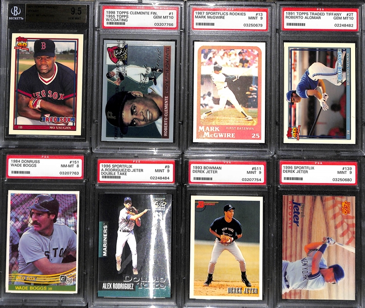 (8) Mostly PSA Graded 1990s Baseball Rookie and Inserts Inc. Derek Jeter