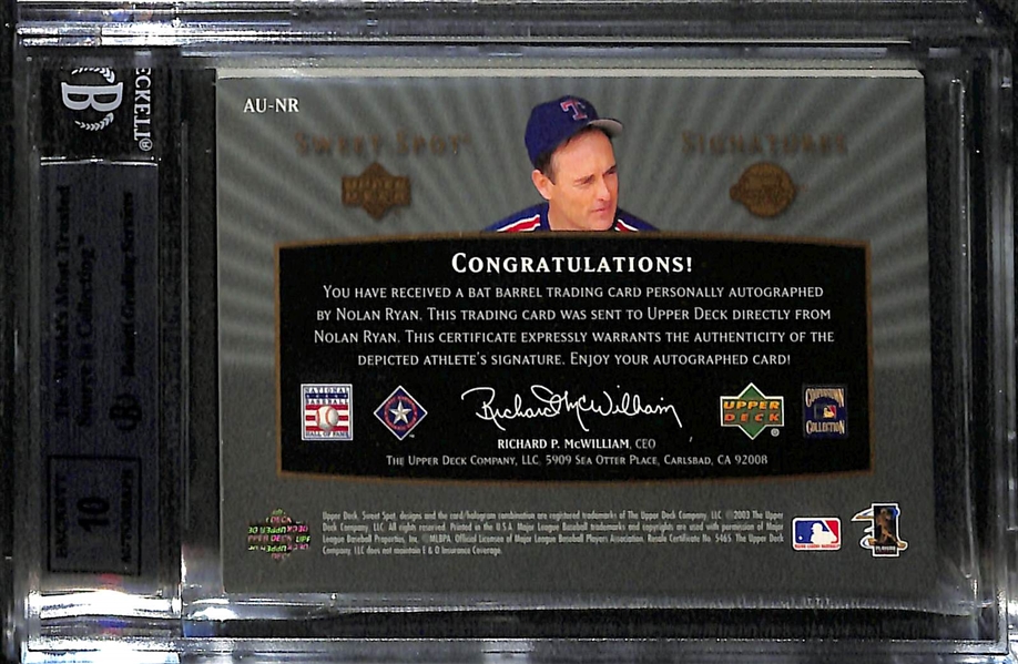 Nolan Ryan Sweet Spot Signatures Barrel Graded BGS 9 with 10 Auto Grade
