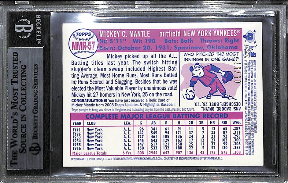 Mickey Mantle Game Used Relic and Hank Aaron Autographed SP BGS Graded Cards 