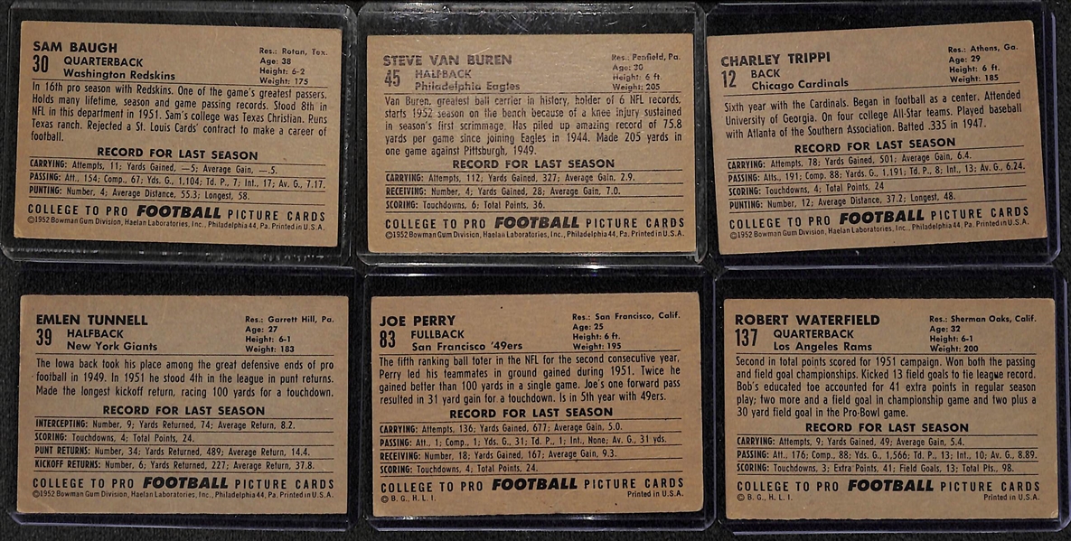 Lot of (64) Different 1952 Bowman Large Football Cards w. Sammy Baugh