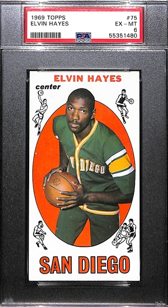 1969-70 Topps Basketball Elvin Hayes Rookie Card #75 Graded PSA 6