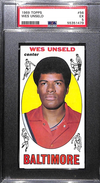 1969-70 Topps Basketball Wes Unseld Rookie Card #56 Graded PSA 5