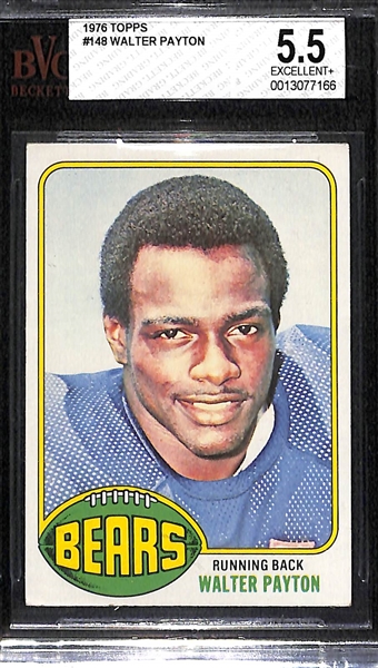 1976 Topps Walter Payton Rookie Card Graded Beckett BVG 5.5
