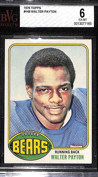 1976 Topps Walter Payton Rookie Card Graded Beckett BVG 6