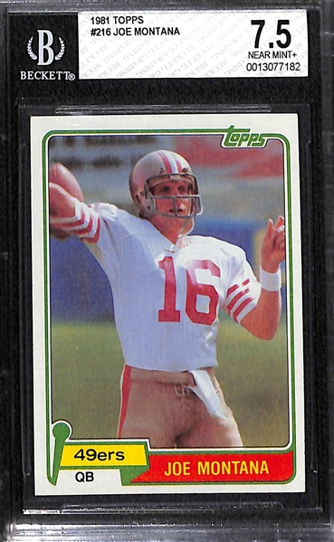 1981 Topps Joe Montana Rookie Card #216 Graded Beckett 7.5
