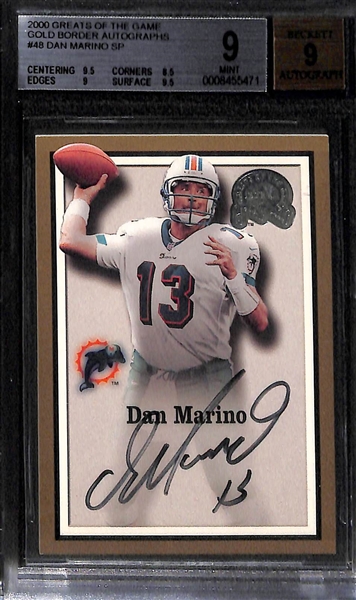 Dan Marino Graded Card Lot - 1984 Topps Rookie (PSA 8) and 2000 Greats of the Game Autograph (BGS 9, w. 9 Auto Grade)