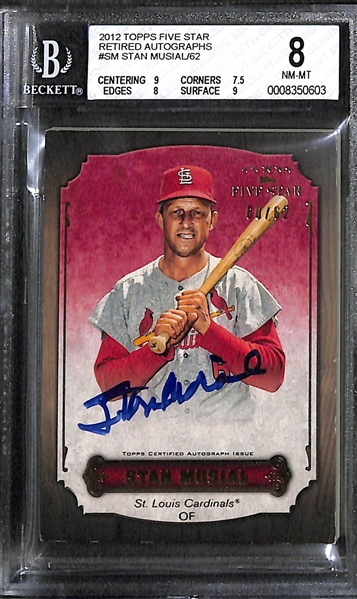 Lot of (3) Graded Stan Musial Autographed Cards