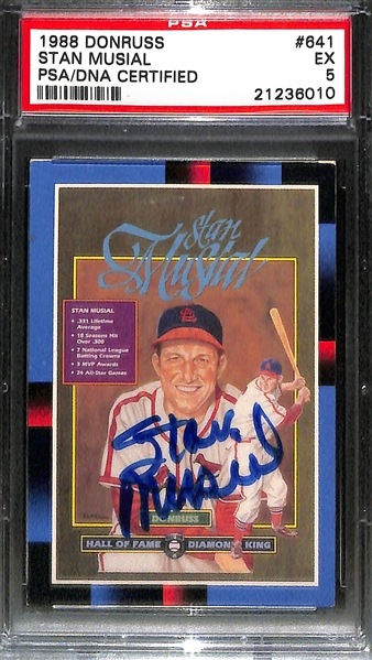 Lot of (3) Graded Stan Musial Autographed Cards
