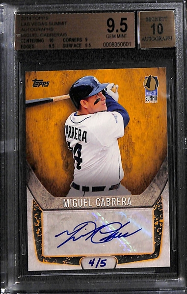 (3) BGS Graded Miguel Cabrera Rare Short Print Autographs and Relic Cards
