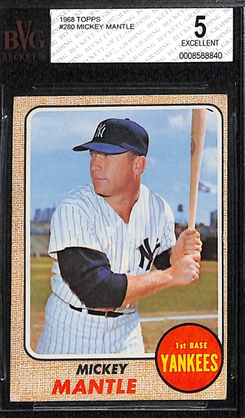 Lot of (3) 1960s BGS Graded HOF Lot with Mickey Mantle and Roberto Clemente