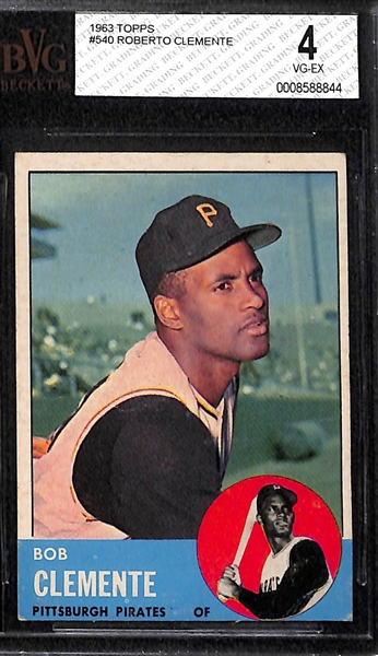 Lot of (3) 1960s BGS Graded HOF Lot with Mickey Mantle and Roberto Clemente