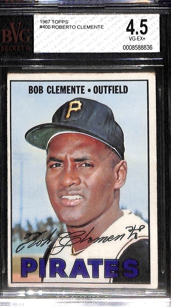 Lot of (3) 1960s BGS Graded HOF Lot with Mickey Mantle and Roberto Clemente