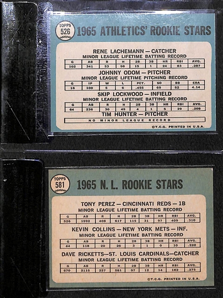 Lot of (2) Beckett Raw Graded 1965 Topps Rookie Stars with Jim Hunter (BVG 6.5) and Tony Perez (BVG 7)