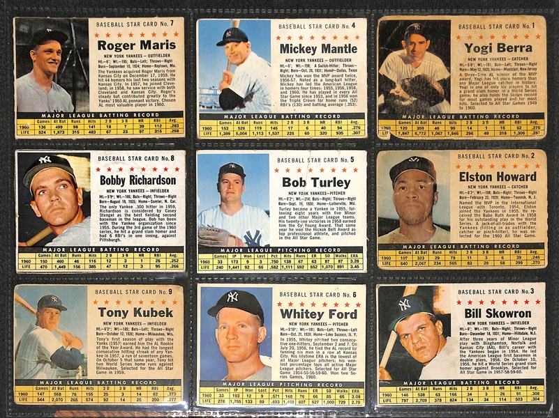 1961 Post Near Complete Baseball Card Set - 183 of 200 Cards - w. Mickey Mantle