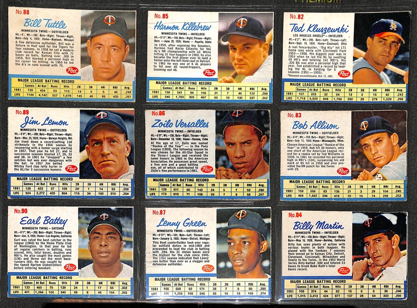 1962 Post Complete Baseball Card Set of 200 Cards w. Mickey Mantle