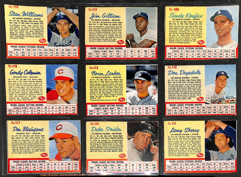1962 Post Complete Baseball Card Set of 200 Cards w. Mickey Mantle