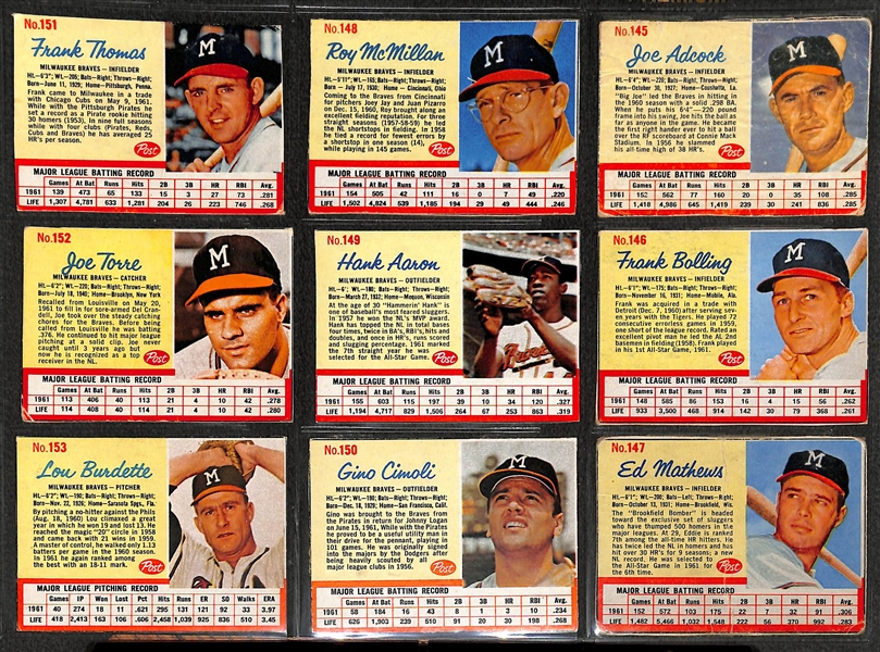 1962 Post Complete Baseball Card Set of 200 Cards w. Mickey Mantle