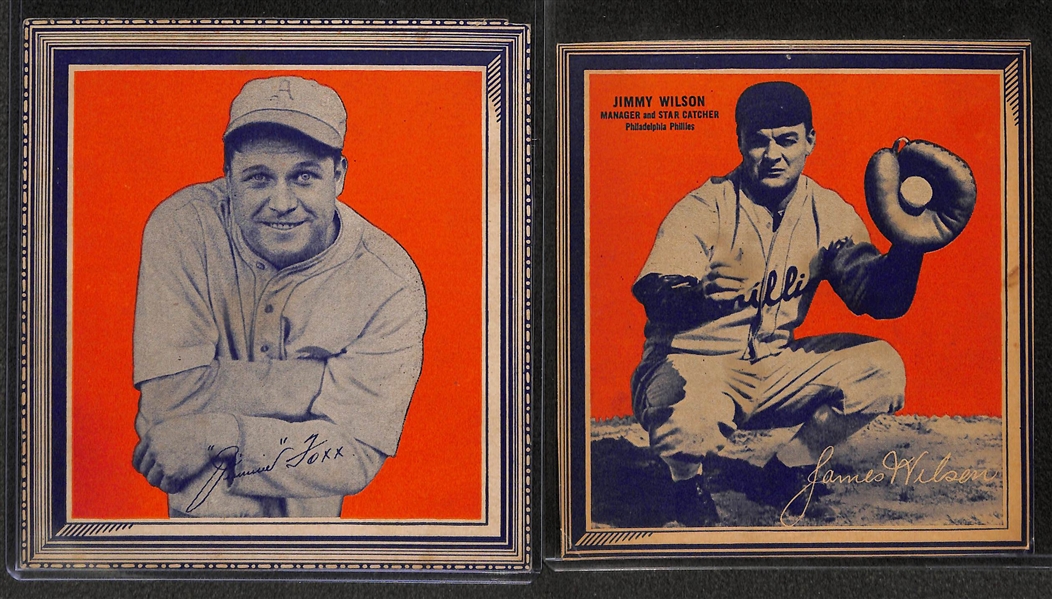  Lot of (2) 1936 Wheaties Panel Back Cards - Jimmie Foxx & Jimmy Wilson