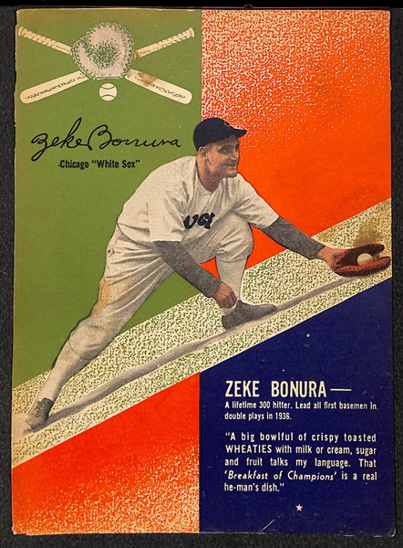  Lot of (3) 1937 Wheaties Panel Back Cards w. Zeke Bonura