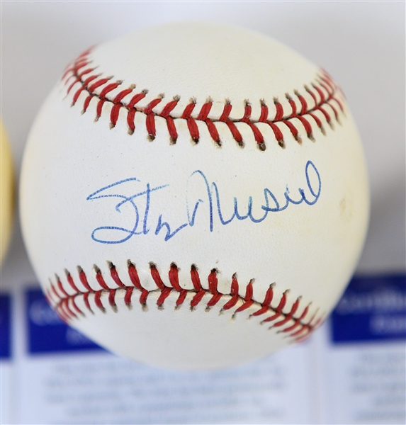 (4) Signed Baseballs Inc. Ernie Banks, Stan Musial, Reggie Jackson, Robin Roberts all PSA/DNA Certified