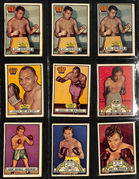 Lot of (51) Assorted 1951 Topps Ringside Boxing Cards w. Sugar Ray Robinson x3 