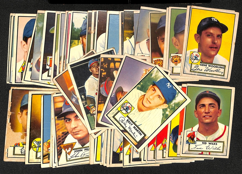 Lot of (58) 1952 Topps Baseball Cards w. Billy Martin
