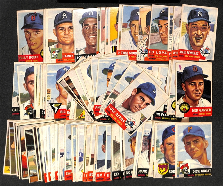 Lot of Different (105) 1953 Topps Baseball Cards w. Yogi Berra