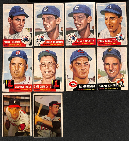 Lot of Different (105) 1953 Topps Baseball Cards w. Yogi Berra